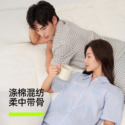 【新品上新】有棵树泡泡纱刺绣可外穿情侣家居服套装-S1103 商品图1