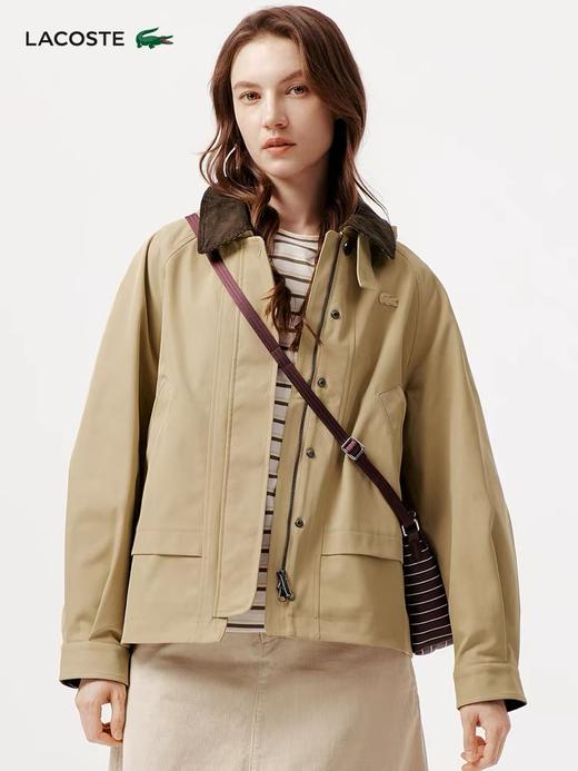 点此购买 鳄鱼春秋季女士小标撞色翻领风衣外套 bk 342014 商品图3