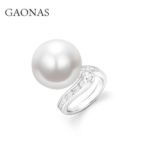 GAONAS  仿珍珠戒指 经典贵气优雅百搭白色珠20mm戒指 商品图1