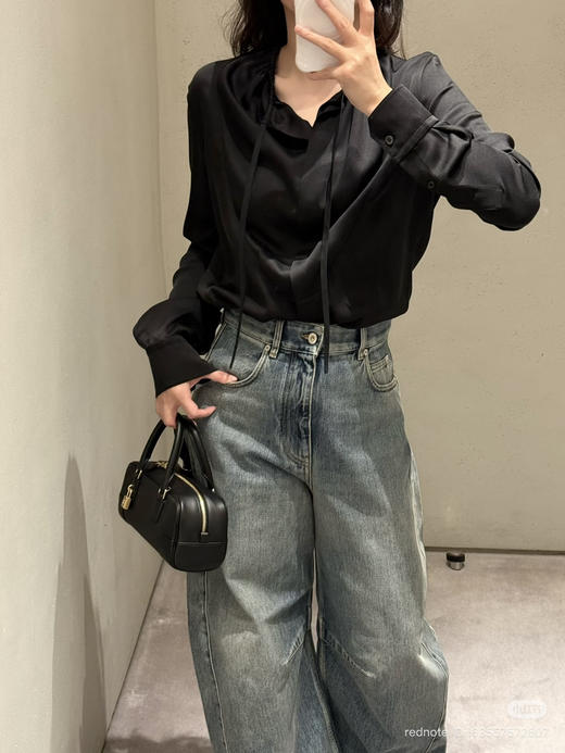 312-5 独家圆正 lew 26ss 30mm重磅真丝 设计感 系带衬衫 我穿40码 商品图12