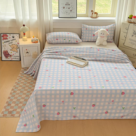 【品牌直发】加倍生活 细纱卡通原棉老粗布床单凉席 床单三件套-卡通系列 12色可选新升级yc0318022 商品图4