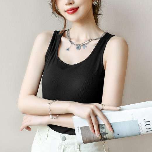 C2-【2件装】韩版亲肤圆领吊带背心女内搭外穿纯色基础百搭打底T恤   玲珑有致+心悦疏影 商品图1