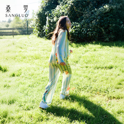 【李兰迪·明星同款】SANGLUO热带岛睡衣套装桑蚕丝亲肤柔滑可外穿家居服春夏 商品图3