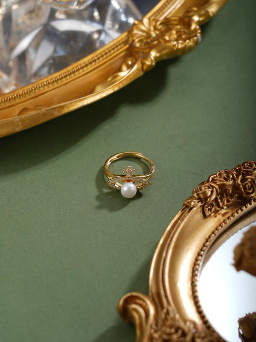 子佩集【幸运之眼】银S925珍珠惜王妃戒指【R2163】镀金西太后土星2602 商品图2