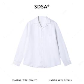 SDSA男装2026新款高贵轻奢时尚简约明线倒三角长袖衬衫百搭宽松
