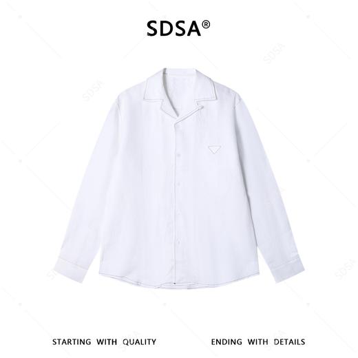 SDSA男装2026新款高贵轻奢时尚简约明线倒三角长袖衬衫百搭宽松 商品图0