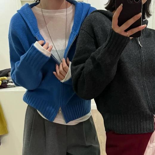 多色连帽双拉链基本款毛衣开衫纪念日百货门店同款169453355 商品图0