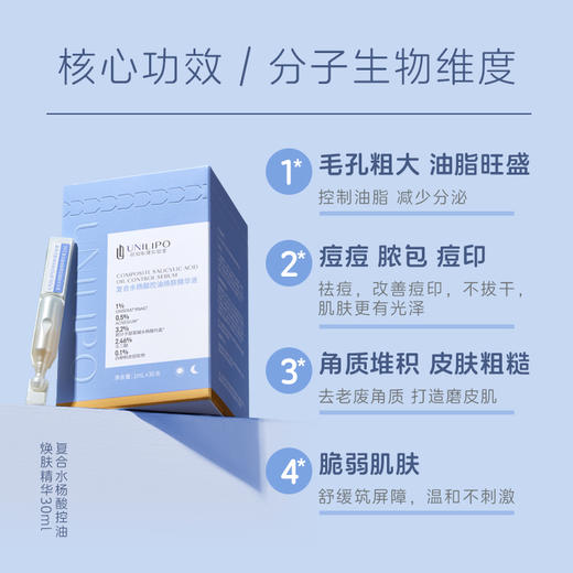 脸蛋更嫩滑 1盒尝鲜装！UNILIPO研知有理 水杨酸控油次抛精华液1ml*30支/痘肌/油性肌 商品图2