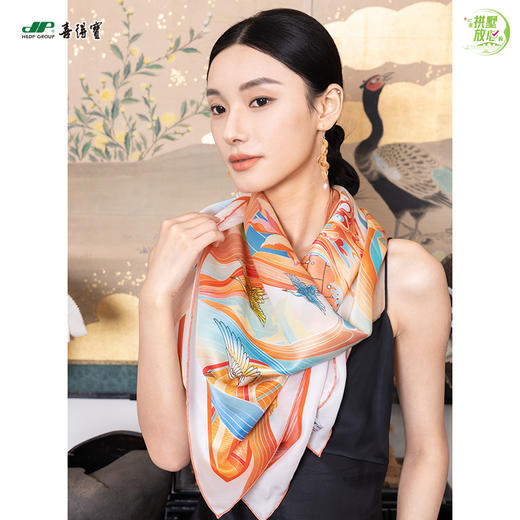 放心消费月 喜得宝文创丝巾《韵.河》数码大方巾 杭州丝绸100%桑蚕丝素绉缎 商品图0