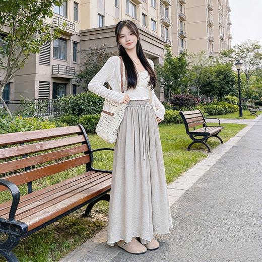 【GeLaiZi-素氧亚麻半身阔腿裙裤】软糯丝滑亚麻面料 自带空气感 遮胯藏肉 修饰腿型 拉高腰线 不挑年龄身材 轻松Get松弛感 微胖通勤约会百搭神裤 商品图2