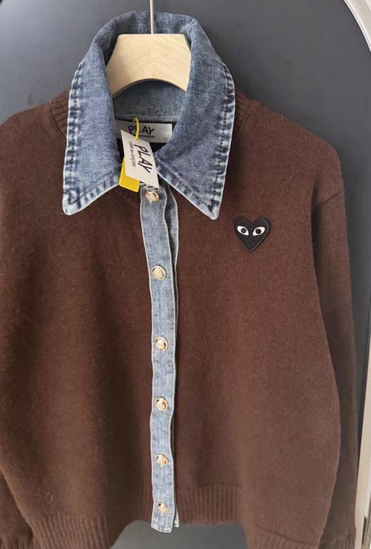 F031215针织拼接牛仔衬衫翻领假两件开衫短款外套 商品图14