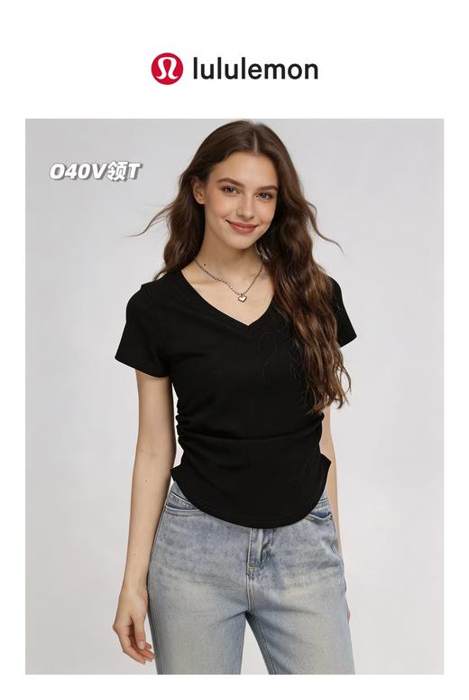 F031260一包2件装新款时尚百搭纯色简约修身轻便舒适V领款小蛮腰短袖 商品图13