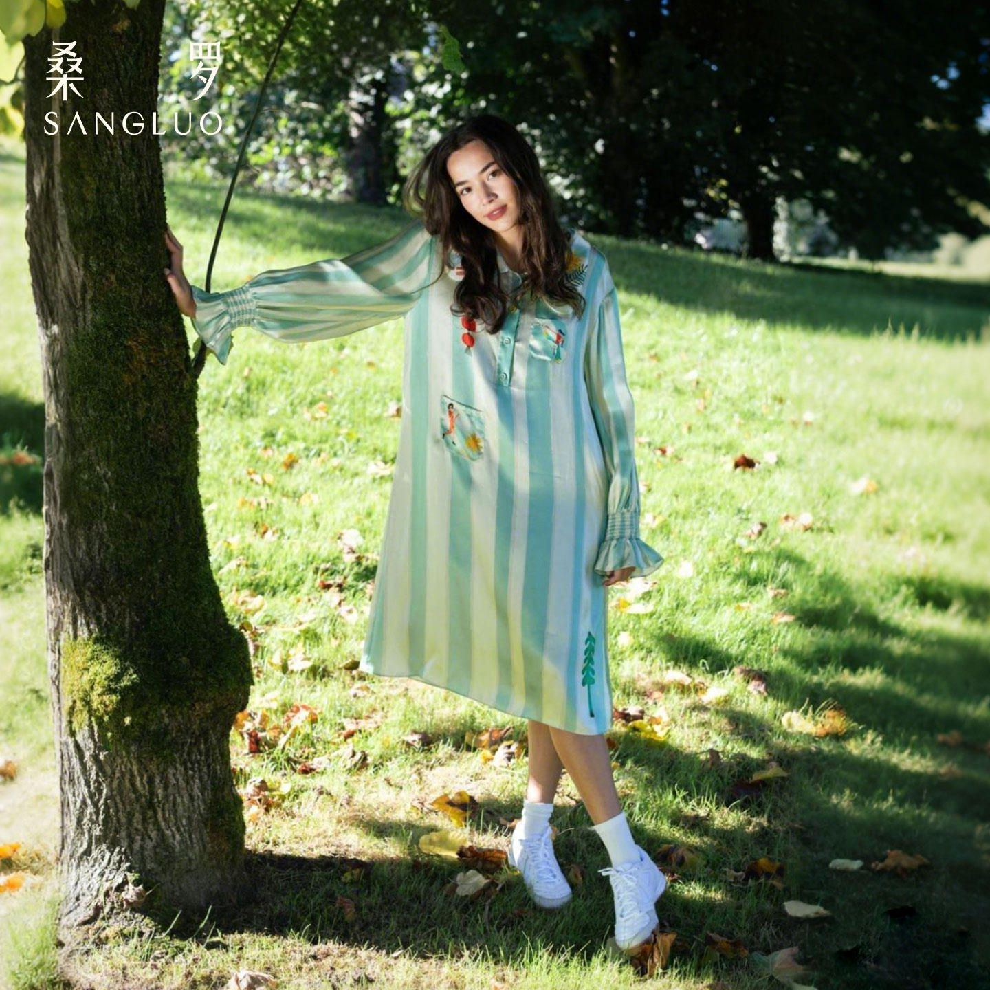 【李兰迪同款】SANGLUO热带岛睡裙春夏外穿柔滑舒适居家睡衣直筒宽松家居服