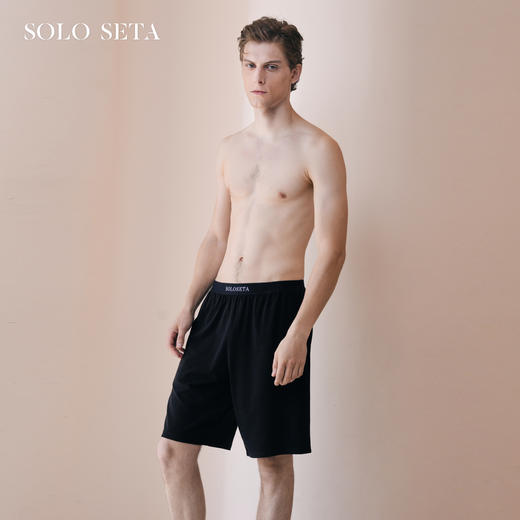 Solo seta男士纯色短袖短裤睡衣套装莫代尔桑蚕丝家居服春夏休闲 商品图4