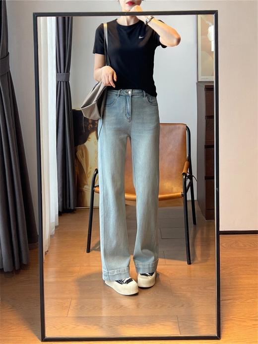 【春日蓝调】有腔调！很显腿长！2026莱赛尔显瘦垂顺超柔直筒拖地裤宽边牛仔阔腿裤女款！ 商品图5