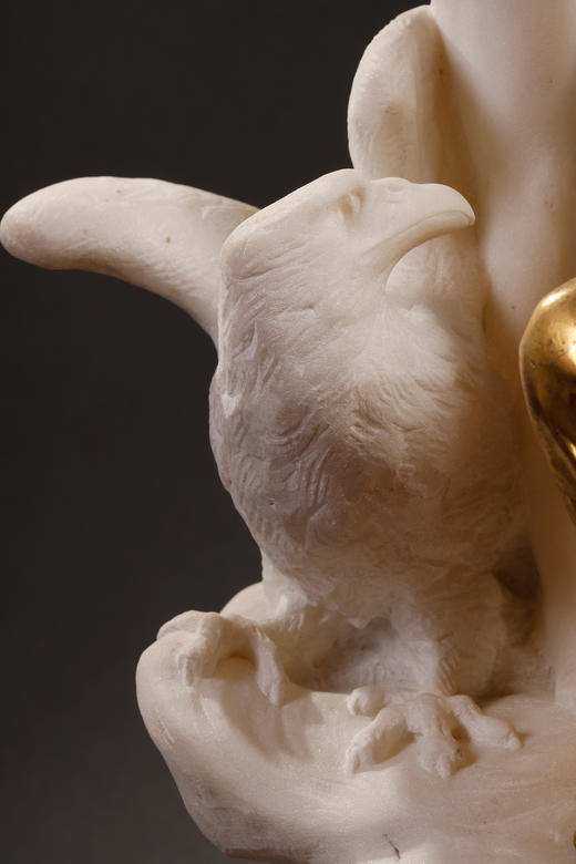 独角鹿西洋古董1850-1870年代法国拿破仑三世时期出品铜鎏金大理石群雕作品《雕塑的寓言》 商品图9