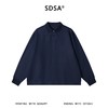 SDSA男装2026新款高贵轻奢韩版简约纯色拼接翻领长袖T恤百搭宽松 商品缩略图0