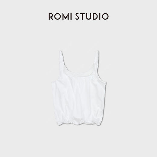 ROMI STUDIO100%棉砂洗加软宽松卷边铝丝打底内搭背心&短袖T恤RWCSSG7365 商品图3