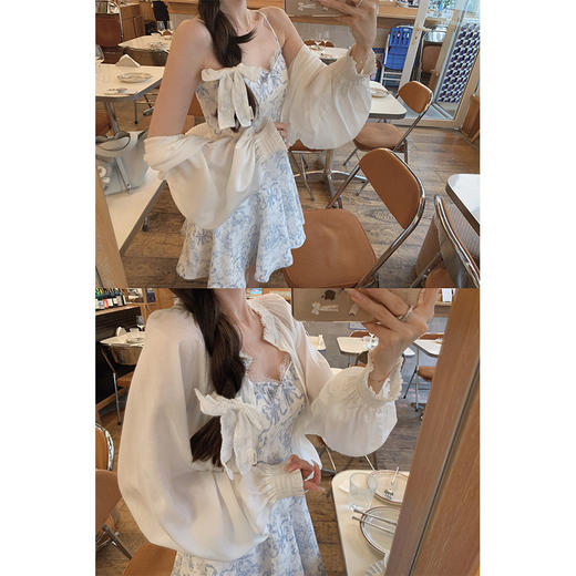 金蘑菇菇 Zim鸢尾与Love小苍兰 / 100亚麻夏日清丽少女感碎花连衣裙&上衣 商品图4