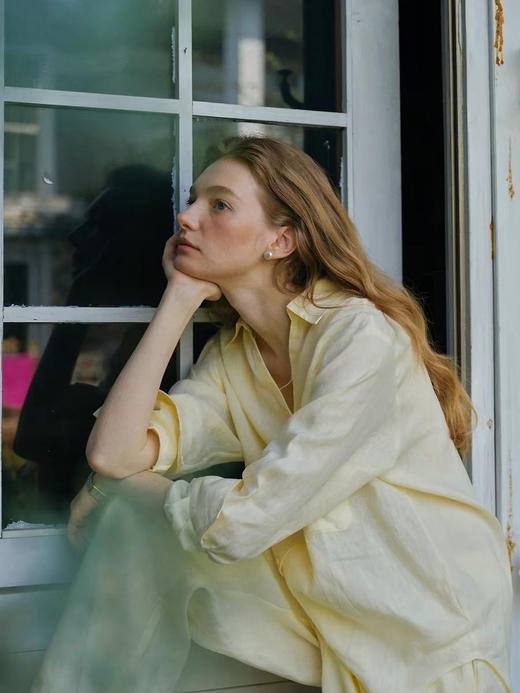 新款定制柠檬黄棉麻衬衫 商品图8