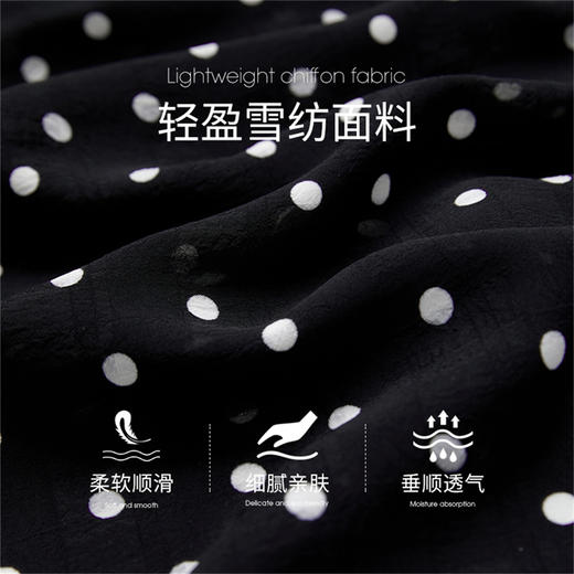 【限时秒杀】西遇法式波点飘带长袖衬衫女2026春季新款荷叶边宽松落肩雪纺衬衣10360046 商品图5