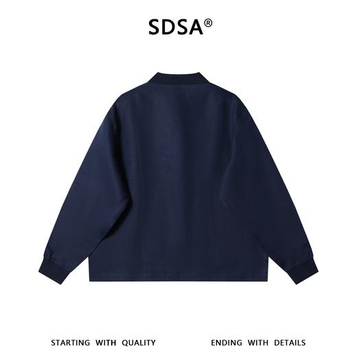 SDSA男装2026新款高贵轻奢韩版简约纯色拼接翻领长袖T恤百搭宽松 商品图4