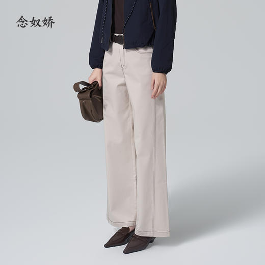 【商场同款】CNT6353 “ 棉弹直筒裤 ” 软而有型久坐不累 自然米色直筒休闲裤 商品图8