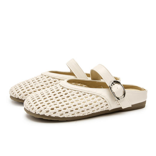 【限时秒杀】西遇镂空玛丽珍鞋女2026春夏季新款编织一字带单鞋平底透气半拖鞋V0066322 商品图4