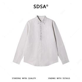 SDSA男装2026新款高贵轻奢新中式刺绣花卉设计长袖衬衫百搭衬衣
