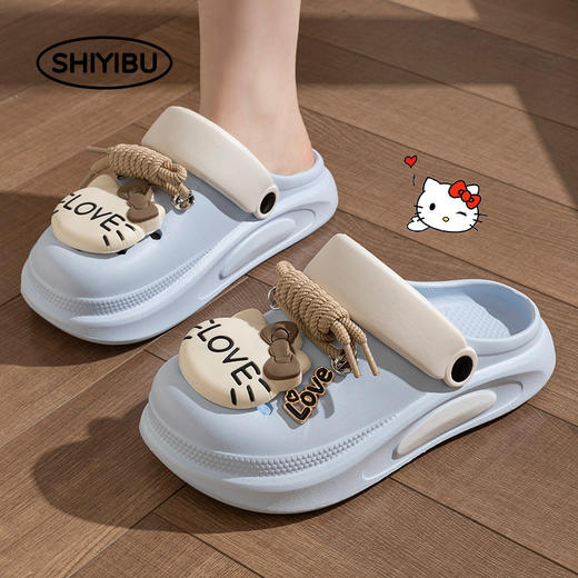 【简约鞋型设计❗防滑鞋底】新款洞洞鞋情侣夏季外穿海边沙滩厚底防滑踩屎感eva凉拖鞋女。rh 商品图0