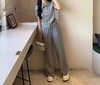F031220春夏季新款灰色polo衫短袖阔腿卫裤两件套 商品缩略图6