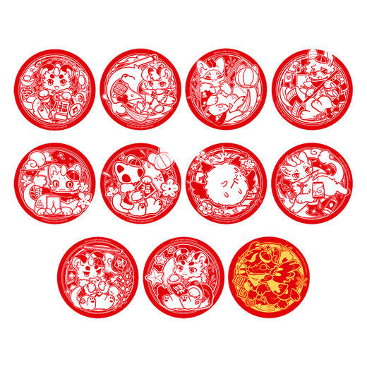 《非人哉官方店》有兽焉窗花系列马口铁徽章盲盒镭射银UV新年吧唧胸针 商品图4