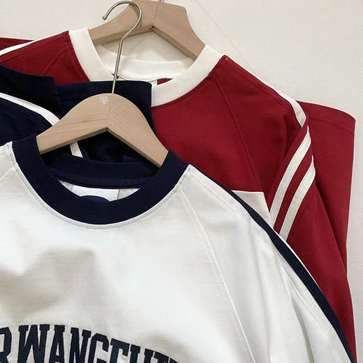 上身自带美式复古感！重磅字母刺绣短袖T恤 情侣款！ 商品图6