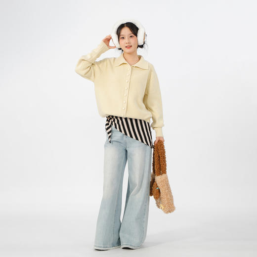 《蓝色无货勿拍》基本款立领小翻领纽扣针织开衫毛衣-纪念日百货门店同款165144846 商品图3