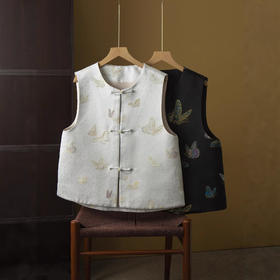 「自」全新升级【铂金会员514/天猫689/差价175】(01416)洛诗琳新中式蜀锦盘扣真丝马甲2026春夏气质V领国风无袖上衣