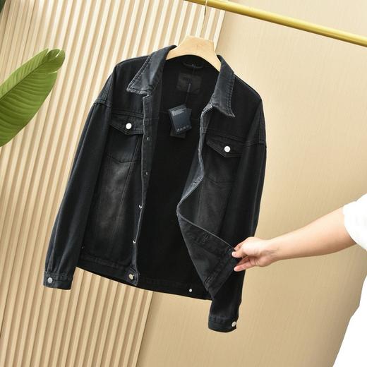 谱拉达 2026男士春秋季新款水洗纯色长袖三角标牛仔外套 商品图0