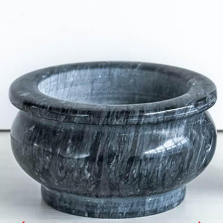 海浪花香炉直径11*20厘米天然汉白玉石花瓶摆件上贡祭品 商品图0