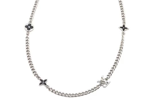 LOUISVUITTONCHARMS 徽标细节925银项链男款银色 商品图0