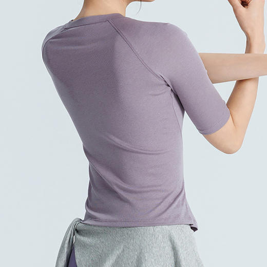 跃牌【周游世界】小圆领半袖T恤修身短款健身运动普拉提上衣TP1036 商品图3