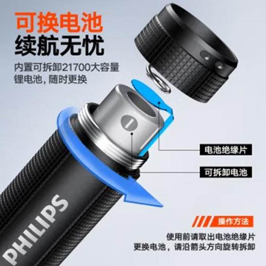 飞利浦PHILIPS手电筒强光手电超亮超长续穿天家用小型军户外照明应急灯SFL2203 商品图8