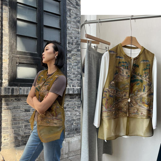 【中式之美】噢蜜ooomeooo真丝刺绣马甲 商品图0