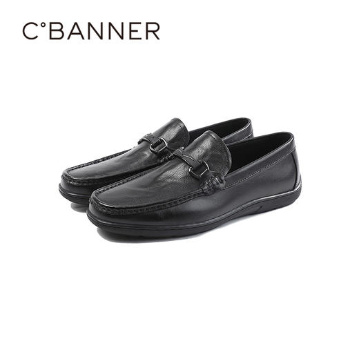 千百度2026春季男鞋抓花纹牛皮质感高级乐福鞋A26183012 商品图4