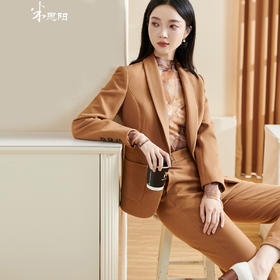 米思阳2026秋季新款通勤ol风职业套装卡其色针织裤子两件套女3178