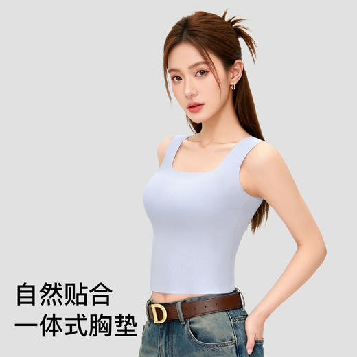 C2-【带胸垫】【适合85-150斤】润微全罩杯方领显瘦背心春夏百搭打底   洛雪泡梦/ 洛雪云瑕 商品图11