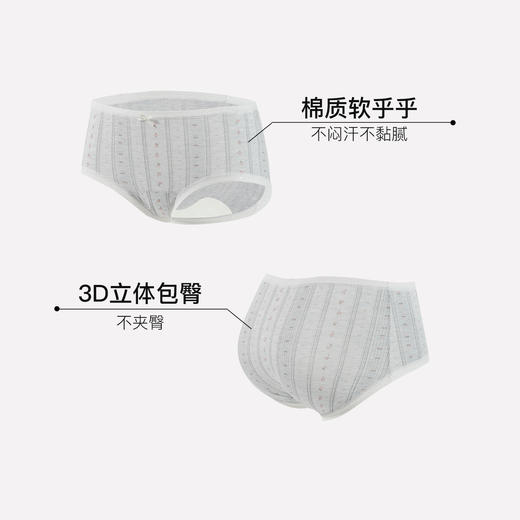 【满4条/7.5折】（中版）【秀黛】女时尚花纱印花平角裤棉质色纺纱蕾丝弹力透气舒爽女士内裤【1条】W5333607T【门店同款】【内裤非质量问题不退款，介意勿拍】 商品图1