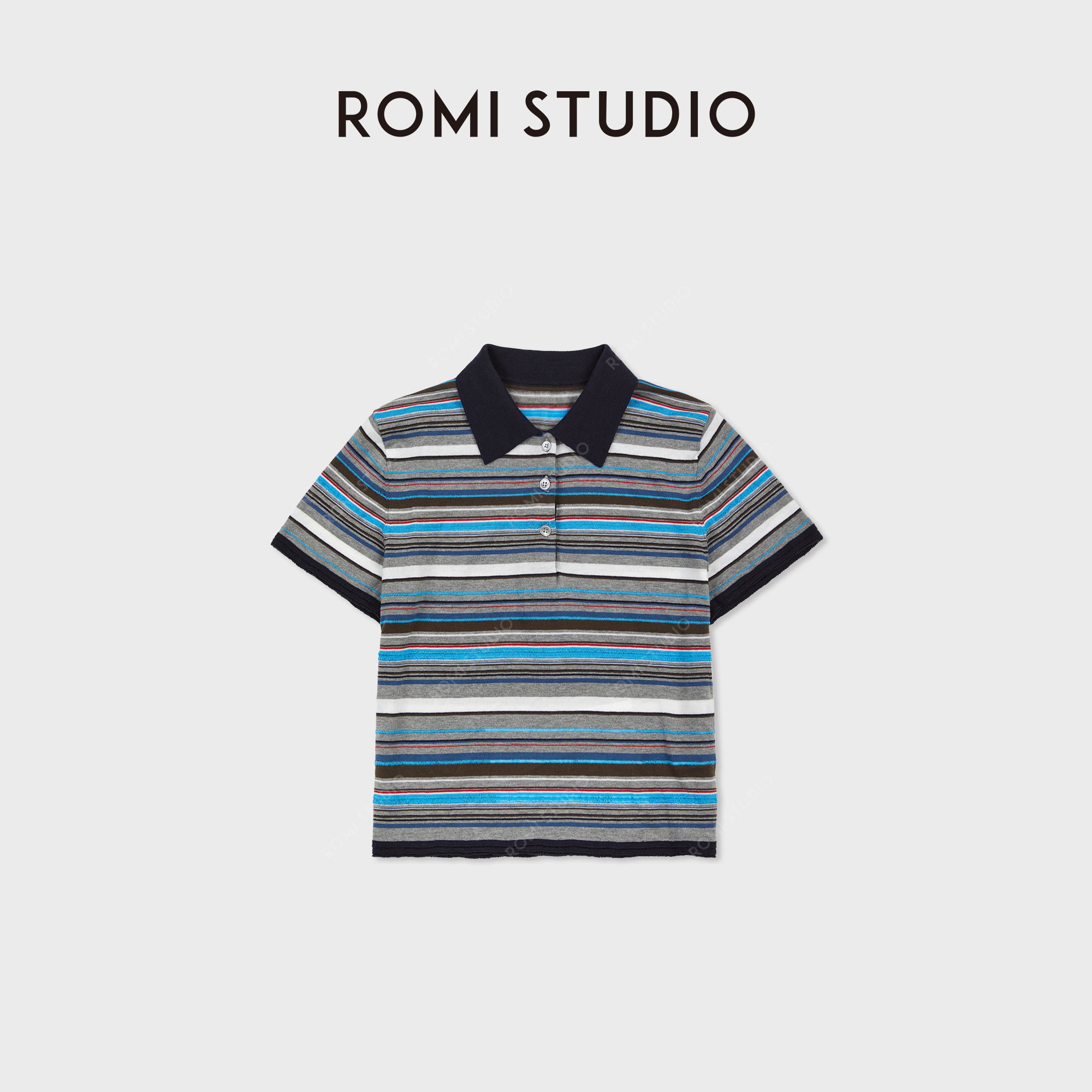 ROMI STUDIO“复古腔调”莱赛尔羊毛混纺云感高密短袖T恤RWDSS61796