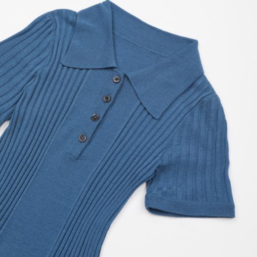 ROMI STUDIO“文艺复古”100%高支羊毛坑条Polo短袖毛衫 RWDSS62245 商品图7