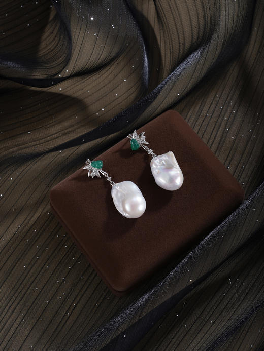 子佩集【福竹缱绻】银S925珍珠惜王妃耳钉【W7448-1】双色巴洛克2602 商品图5