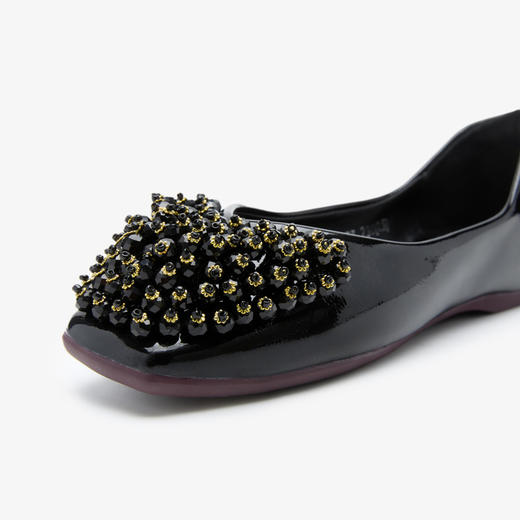 西遇平底单鞋女2026春季新款水钻仙女风气质一脚蹬软底方头小皮鞋V0166277 商品图5