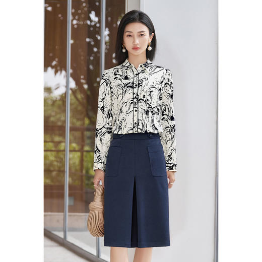 剩M 印花衬衫+通勤半身裙套装5Z25CG5068 商品图2